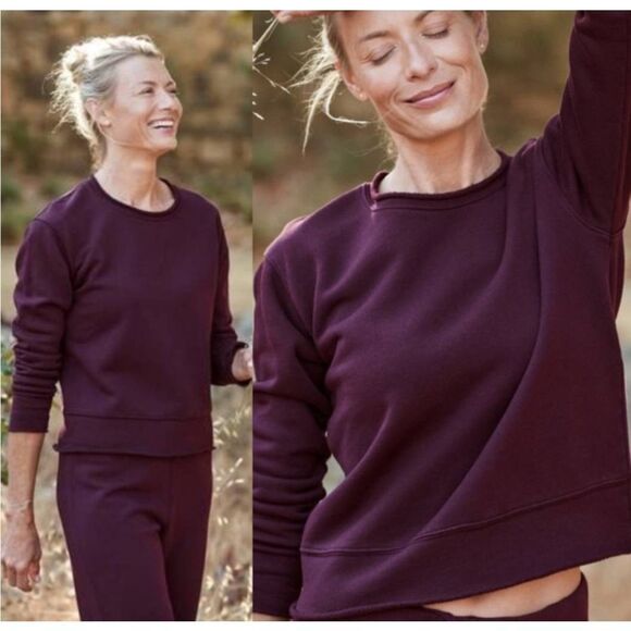 FRANK & EILEEN The Boyfriend Crew Neck Sweatshirt In Burgundy Sz Medium - Picture 1 of 5